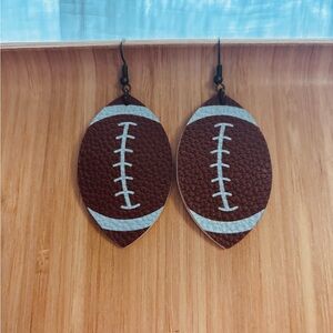 Brown Football Leather Earrings
